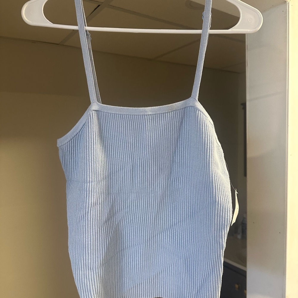 Light Blue Ribbed Women's Top